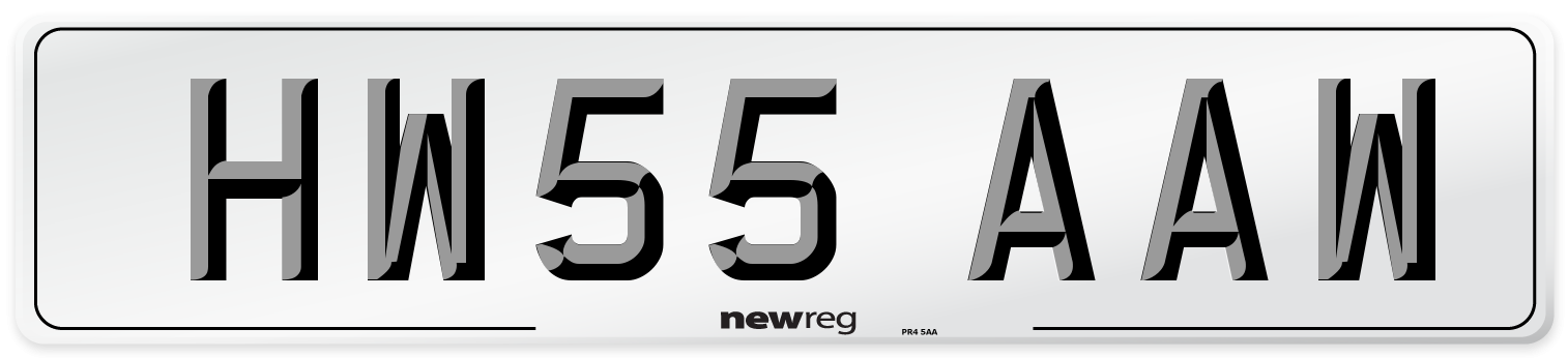 HW55 AAW Number Plate from New Reg